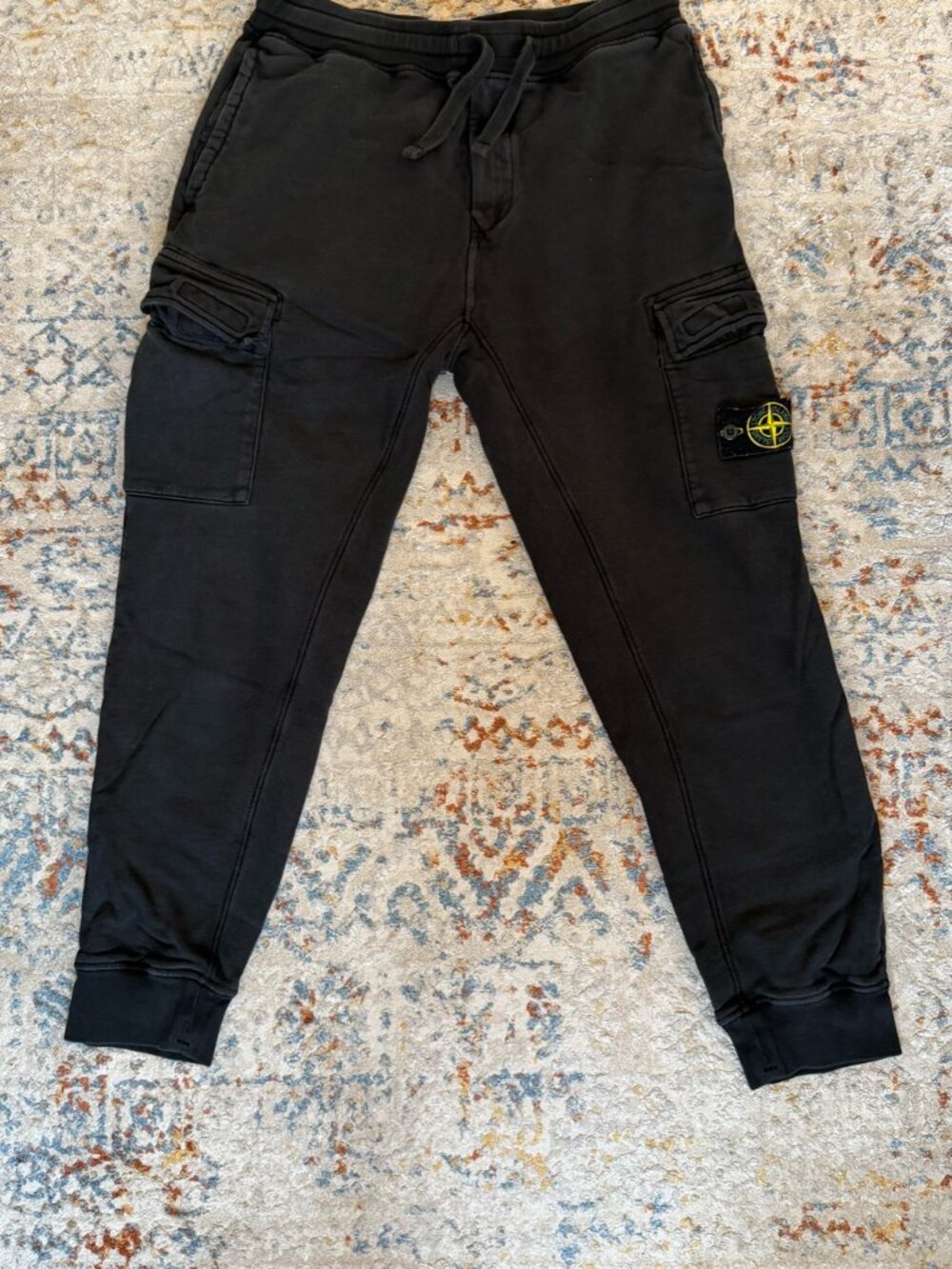 Stone Island Black Cargo Joggers M